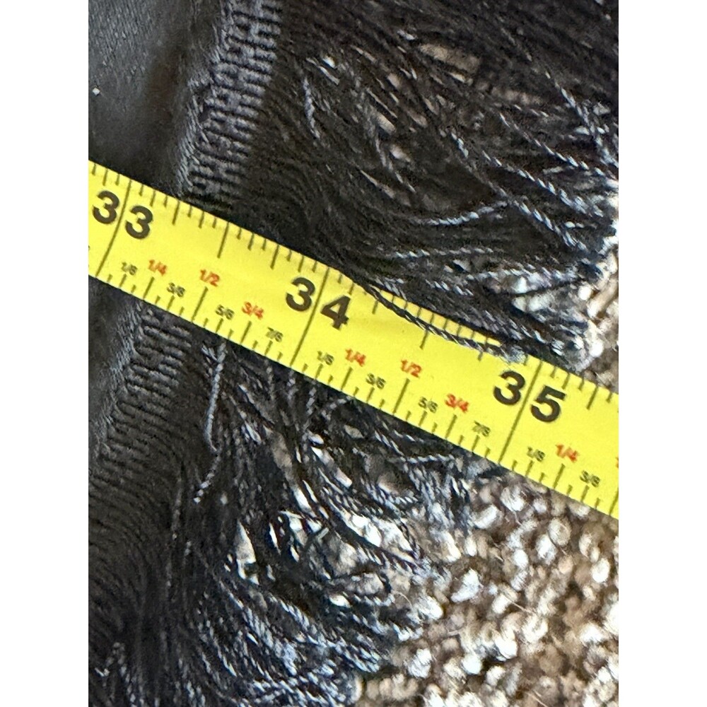 Vtg. Black Satin Multicolor Embroidered Flowers Fringe Tablecloth Round 35” Boho - Picture 9 of 14